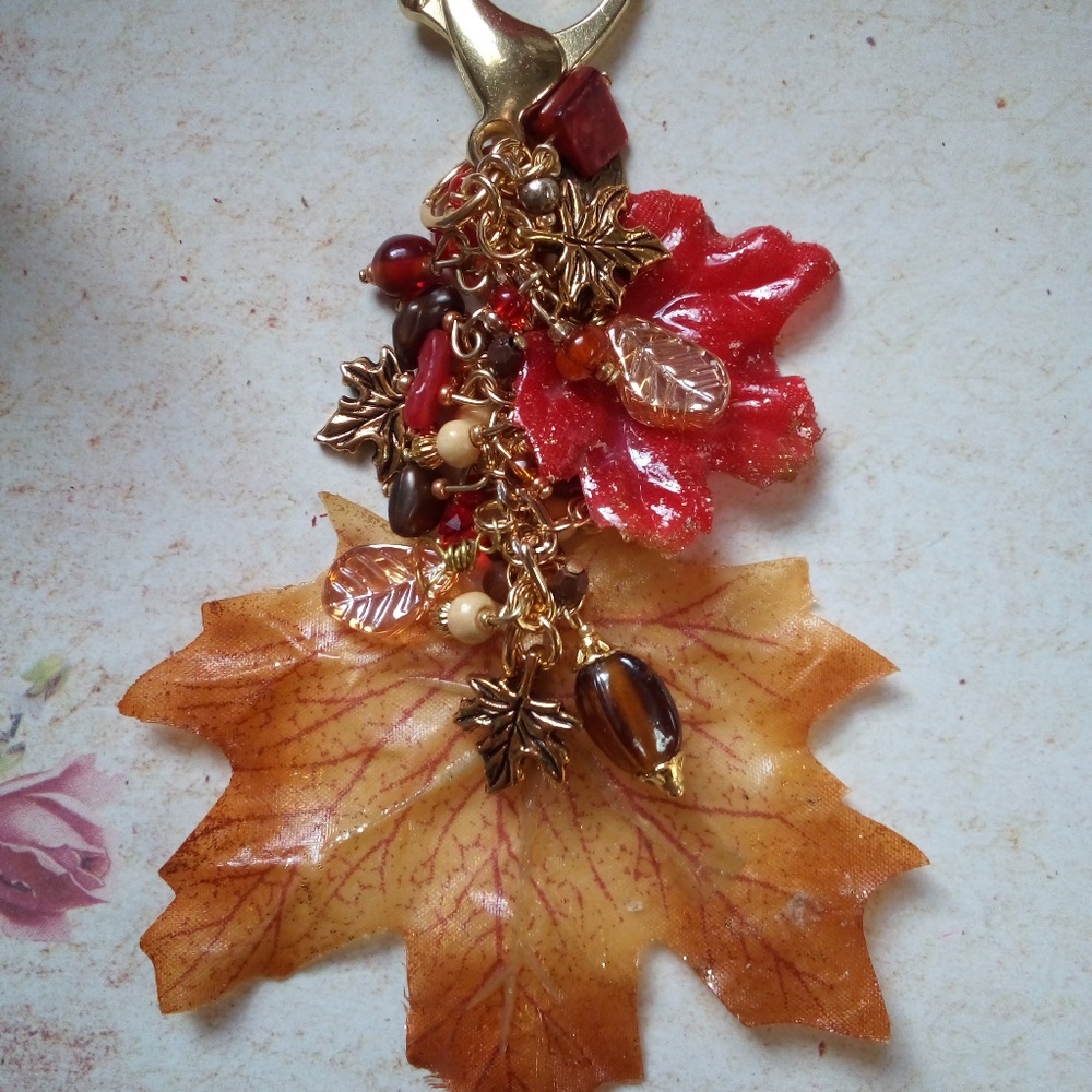 Handmade Fall Leaves Handbag Charm